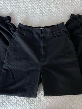 Black High-Rise Straight Leg Pants